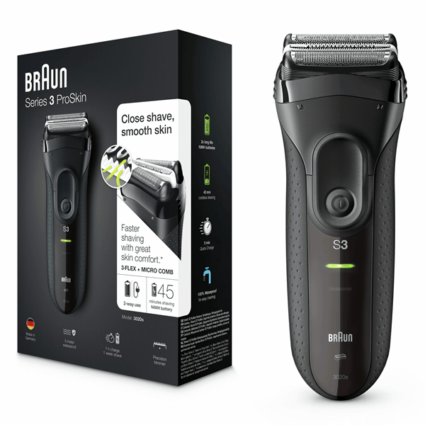 afeitadora braun 3020 black serie 3 recargable 2 cabezales