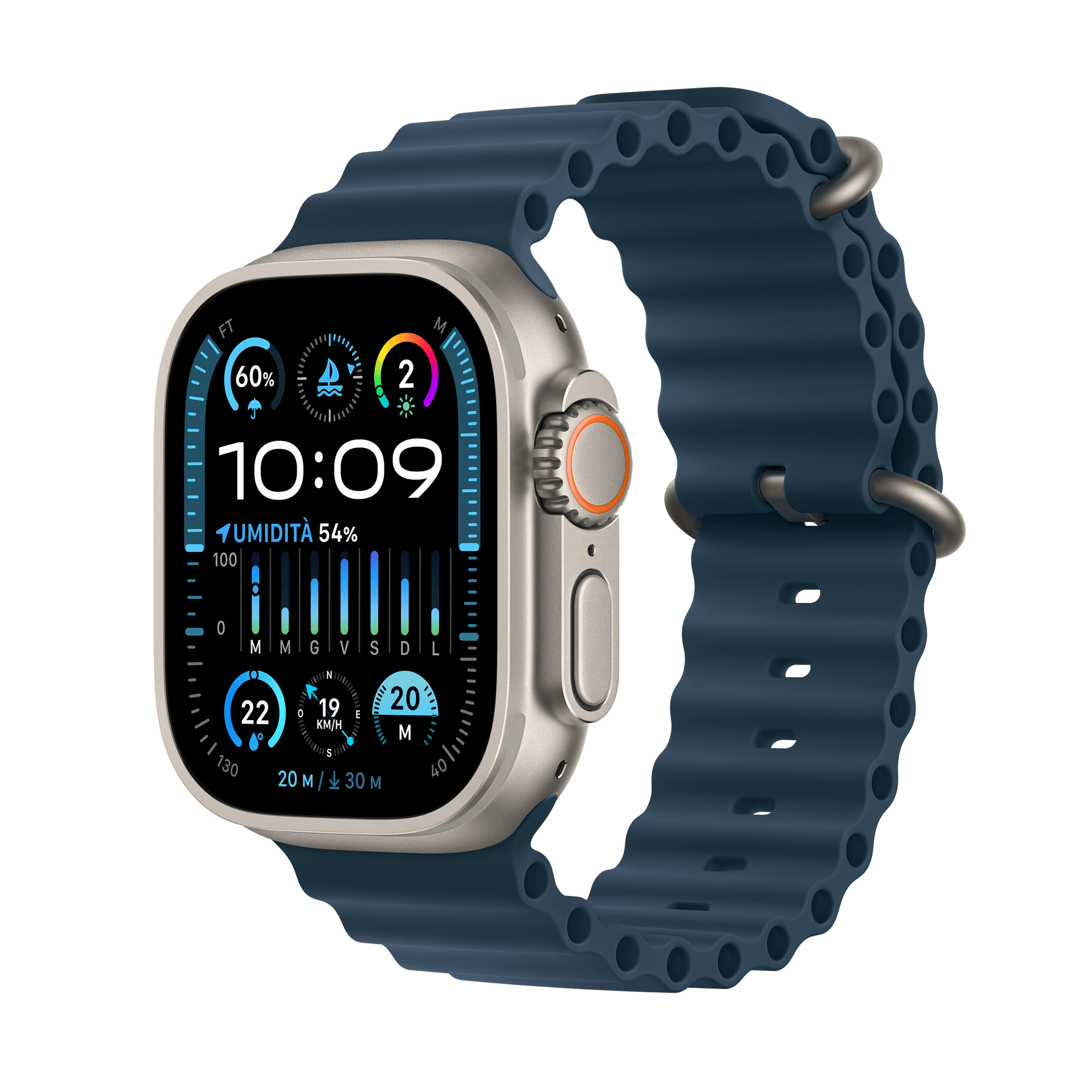 apple watch ultra 2 gps + cellular  49mm titanium case with blue ocean band