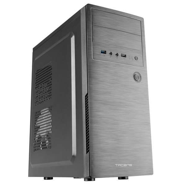 TACENS 2INITIOX, Caja PC Semitorre ATX, Ventilador Lateral 12cm, Frontal Aluminio Pulido, Acero, Negro Negro
