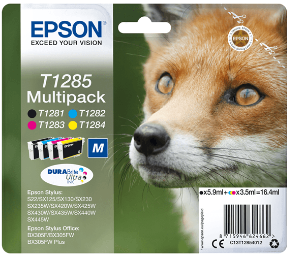 cartucho epson multipack t1285 4 colores ink security c13t12854022