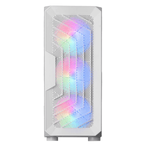 CAJA ATX SEMITORRE MARS GAMING MC-TOR WHITE FRONTAL CON 3 VENTILADORES FRGB DE 120mm VENTALA LAERAL COMPLETA SIN FUENTE DE ALIMENTACION