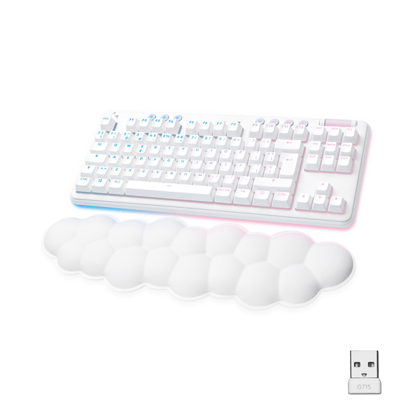 teclado mecanico inalambrico gaming logitech g715 lightsync rgb - gx brown lineal - blanco