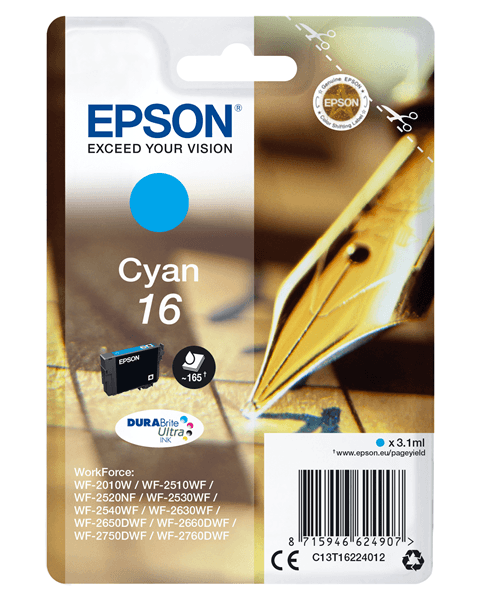 cartucho epson cyan 16 t1622 c13t16224012