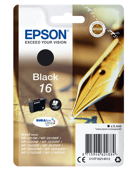 cartucho epson negro 16 t1621 c13t16214012