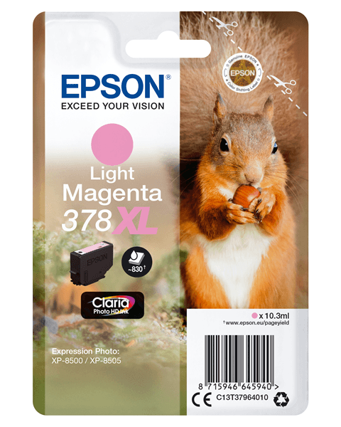 SINGLEPACK LIGHT MAGENTA 378XL SQUIRREL CLARA PHOTO HD I NK