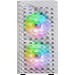 CAJA COMPACTA MICROATX MARS GAMING MC-ME WHITE  FRONTAL MESH CON 2 VENTILADORES FRGB 120mm LATERAL DE CRISTAL TEMPLADO SIN FUENTE DE ALIMENTACION