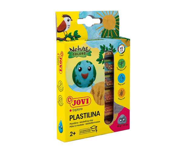 ESTUCHE PLASTILINA 6 BARRAS DE 15GR COLORES SURTIDOS GAMA NATURE JOVI 90/6N