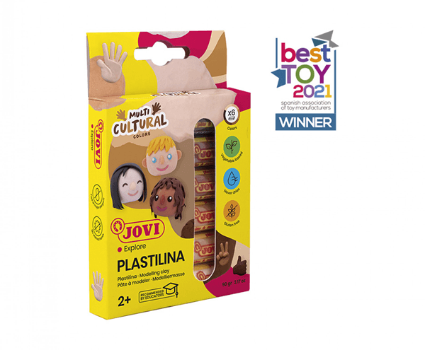 ESTUCHE PLASTILINA 6 BARRAS DE 15GR COLORES SURTIDOS GAMA MULTICULTURAL JOVI 90/6M