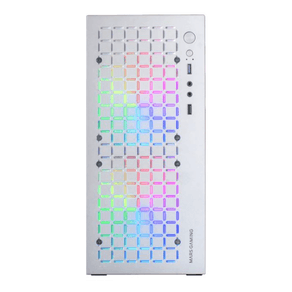 CAJA COMPACTA MICROATX MARS GAMING MC-CORE WHITE FRONTAL METAL-MESH CON 2 VENTILADORES FRGB 120mm VENTANA LATERAL COMPLETA SIN FUENTE DE ALIENTACION