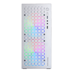 CAJA COMPACTA MICROATX MARS GAMING MC-CORE WHITE FRONTAL METAL-MESH CON 2 VENTILADORES FRGB 120mm VENTANA LATERAL COMPLETA SIN FUENTE DE ALIENTACION