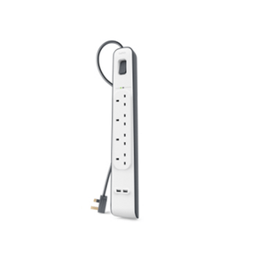 REGLETA BELKIN BSV401VF2M DE PROTECCIÓN CONTRA SOBRETENSIONES 4 TOMAS + 2 PUERTOS USB (2,4 A) BOT