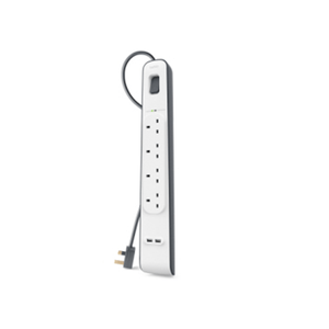 REGLETA BELKIN BSV401VF2M DE PROTECCIÓN CONTRA SOBRETENSIONES 4 TOMAS + 2 PUERTOS USB (2,4 A) BOT