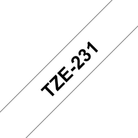 Miniatura 1 de CINTA LAMINADA BROTHER TEXTO NEGRO FONDO BLANCO 12mmx8m TZe231