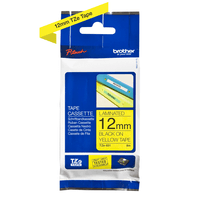 CINTA ETIQUETADORA BROTHER LAMINADA 12MM TZN631 TEXTO NEGRO SOBRE FONDO AMARILLO