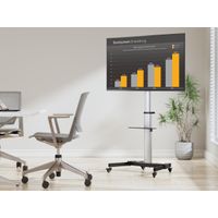 Miniatura 9 de SOPORTE PANTALLA DE SUELO CON RUEDAS EQUIP CON ESTANTE COLOR PLATA PARA PANTALLAS DE 37-86" Max. VESA 600x400 Max. 50Kg