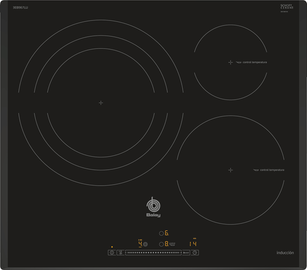 vitroceramica induccion balay 3eb967lu 3 zonas coccion ancho 60 cm  zona 32cm