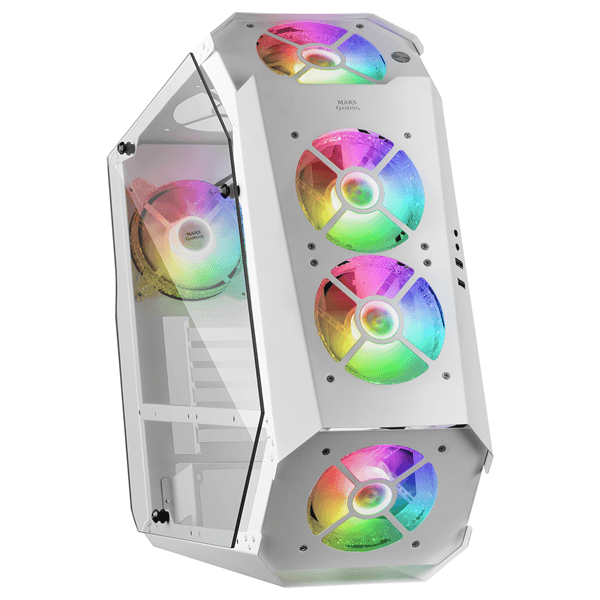 Caja MARS GAMING MC51W Caja PC Gaming ATX Doble Cristal Templado 5xVentilador RGB Blanco Blanco