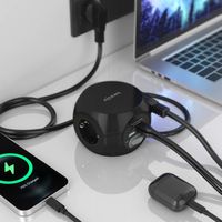 Miniatura 5 de AISENS Regleta de Enchufes Sobremesa Multifuncion con 3 Tomas + 2xUSB-C, 2xUSB-A, 1.4M, Negro