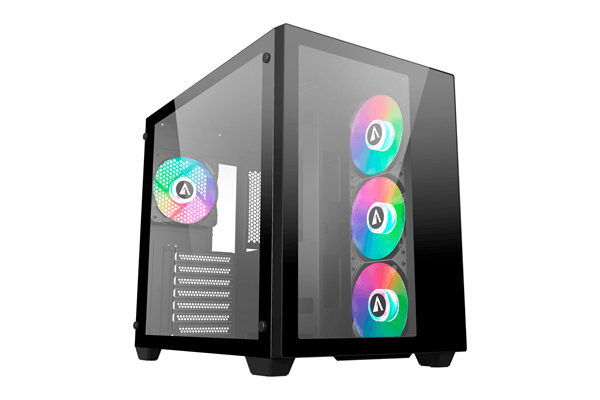 caja abysm  caja atx danube sava 285 bx203 black rgb negro, transparente