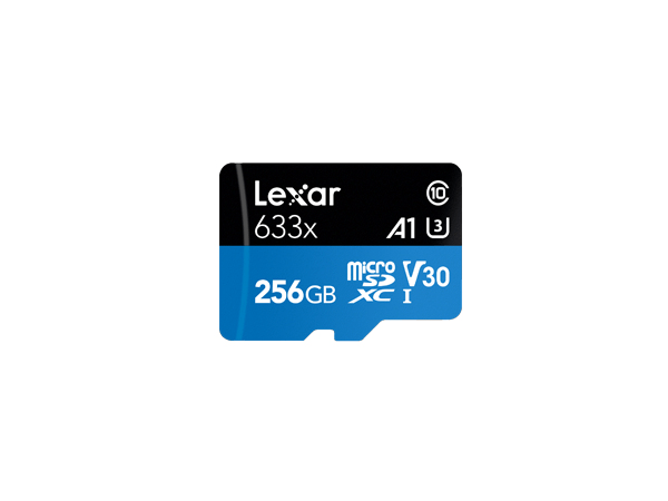 lexar 256gb high-performance 633x microsdxc uhs-i with sd adapter, up to 100mb s read 45mb s write c10 a1 v30 u3