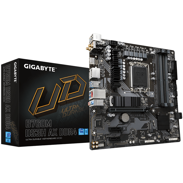 gigabyte intel  b760m ds3h ax ddr4 placa base - soporta cpus intel core de 14ª generación, vrm digital de 6+2+1 fases, hasta 5333mhz ddr4 (oc), 2xpcie