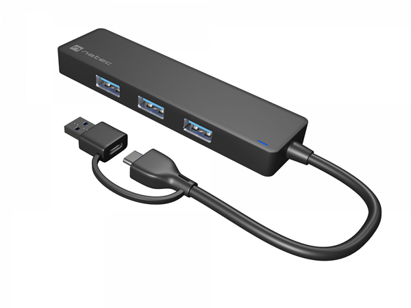 hub natec mayfly usb-c 3.0 4 puertos + adaptador usb-a