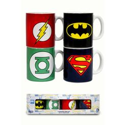 SET 4 MINI TAZAS CERAMICA CAFÉ LOGOS DC COMICS