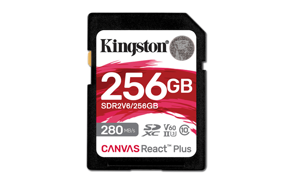 kingston 256gb canvas react plus sdxc uhs-ii 280r 150w u3 v60 for full hd 4k