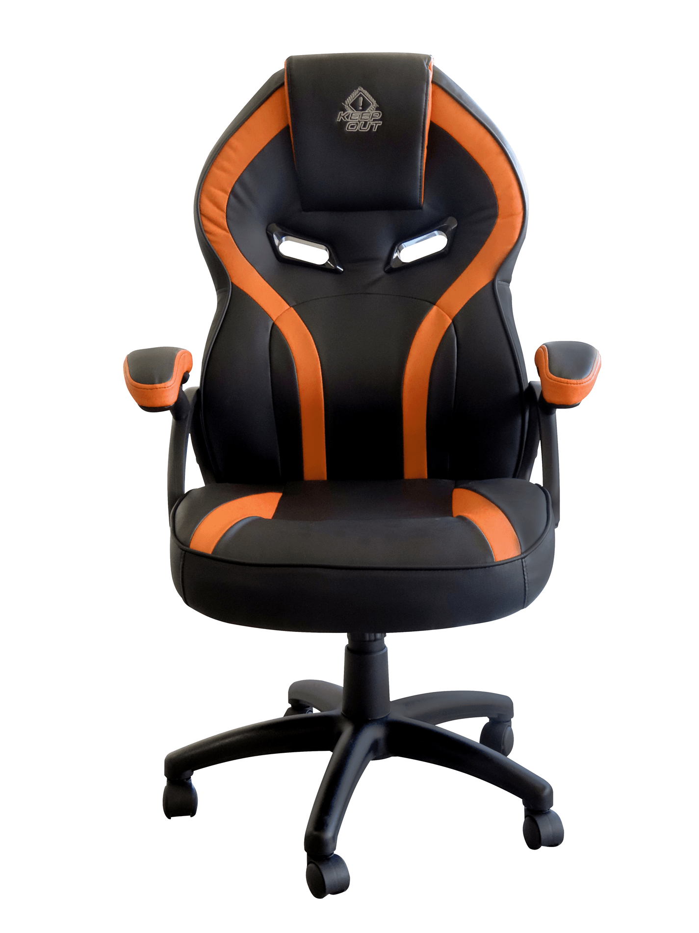 SILLA GAMER KEEP OUT XS200 NEGRA CON DETALLE NARANJA ESPUMA DE ALTA DENSIDAD REPOSABRAZOS FIJOS