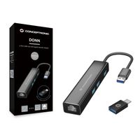 Miniatura 5 de ADAPTADOR USB A GIGABIT ETHERNET RJ45 CONCEPTRONIC CON HUB USB 3.0 3 PUERTOS Y ADAPTADOR USB-C