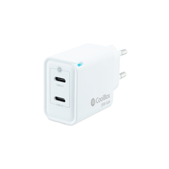 CARGADOR USB PARED COOLBOX GAN 35W USB-C/USB-C QC3.0 BLANCO