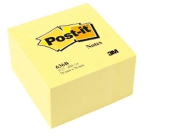 CUBO 450 HOJAS NOTAS ADHESIVAS 76X76MM CANARY YELLOW 636-B POST-IT 7100172238