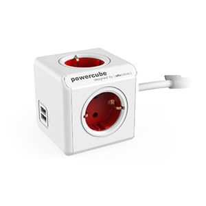 ADAPTADOR-Y-ENCHUFE-MULTIPLE-ROJO-4-TOMAS---2-USB-ALARGO-15M