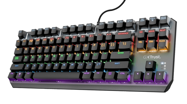 teclado mecanico trust gaming gxt 834 callaz 24407 tkl juego 20 modos de color rgb