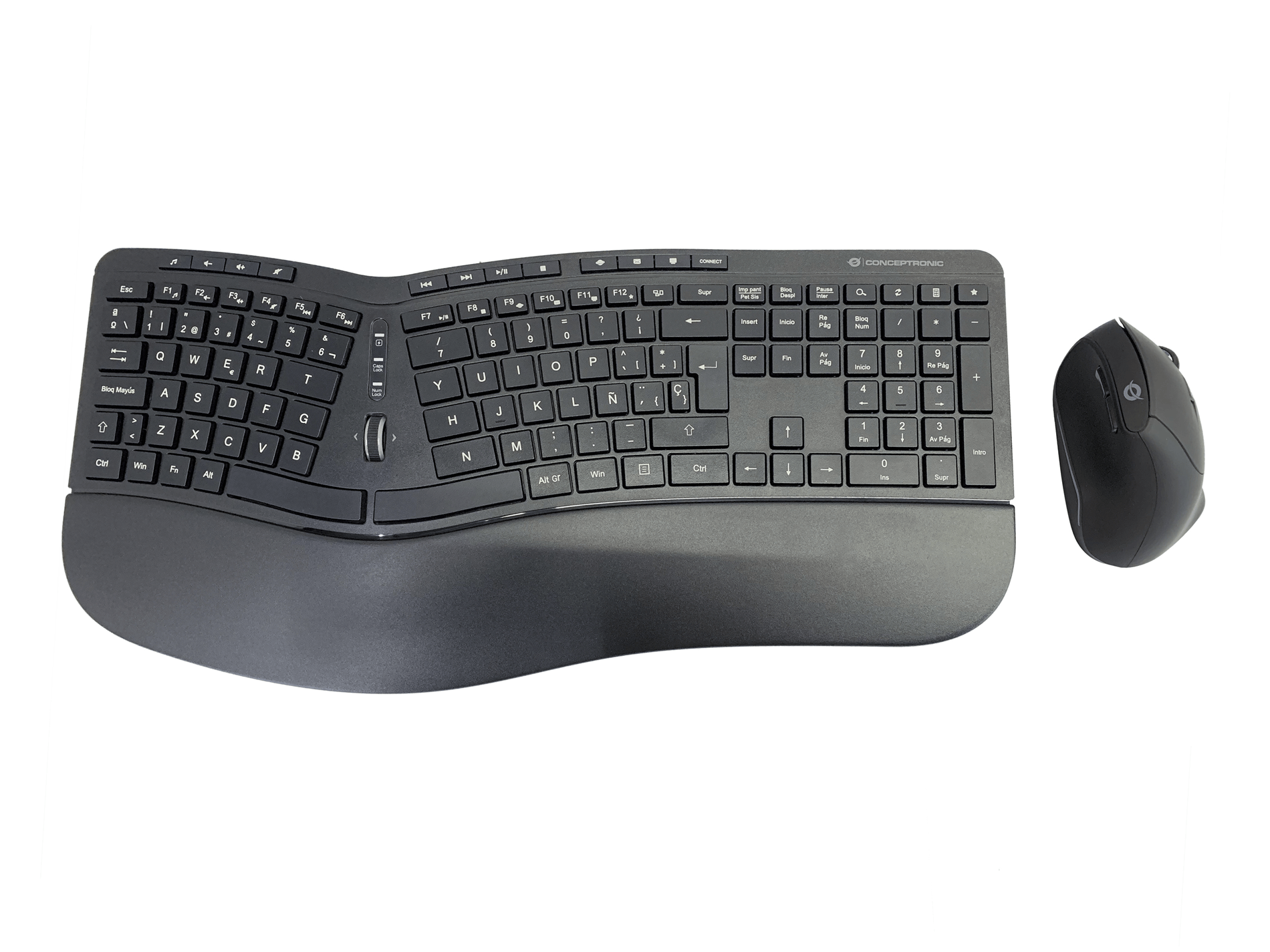 TECLADO Y MOUSE COMBO WIRELESS ERGONOMICO CONCEPTRONIC ORAZIO20