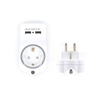 Miniatura 3 de Adaptador de pared welly enjoy 1 toma schuko 16a con luz nocturna soporte para telefono 2 puertos usb indicador led blanco WY13030