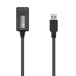 AISENS Cable USB 3.0 Prolongador Con Amplificador, Tipo A/M-A/H, Negro 5.0m