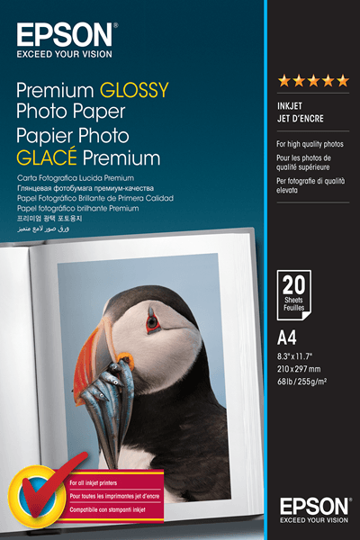 PAPEL EPSON HIGH-GLOSSY A4 255 GR. 20 UDS