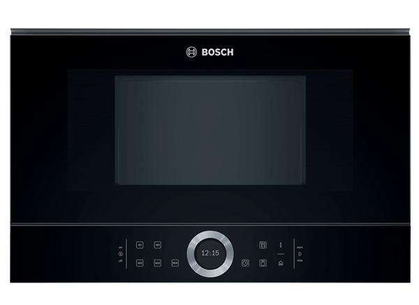 horno microondas integrable bosch bfl634gb1 21 litros sin grill cristal negro