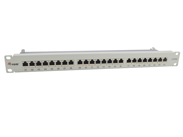 PATCH PANEL 24 PUERTOS CATEGORIA 6A APANTALLADO COLOR GRIS CLARO