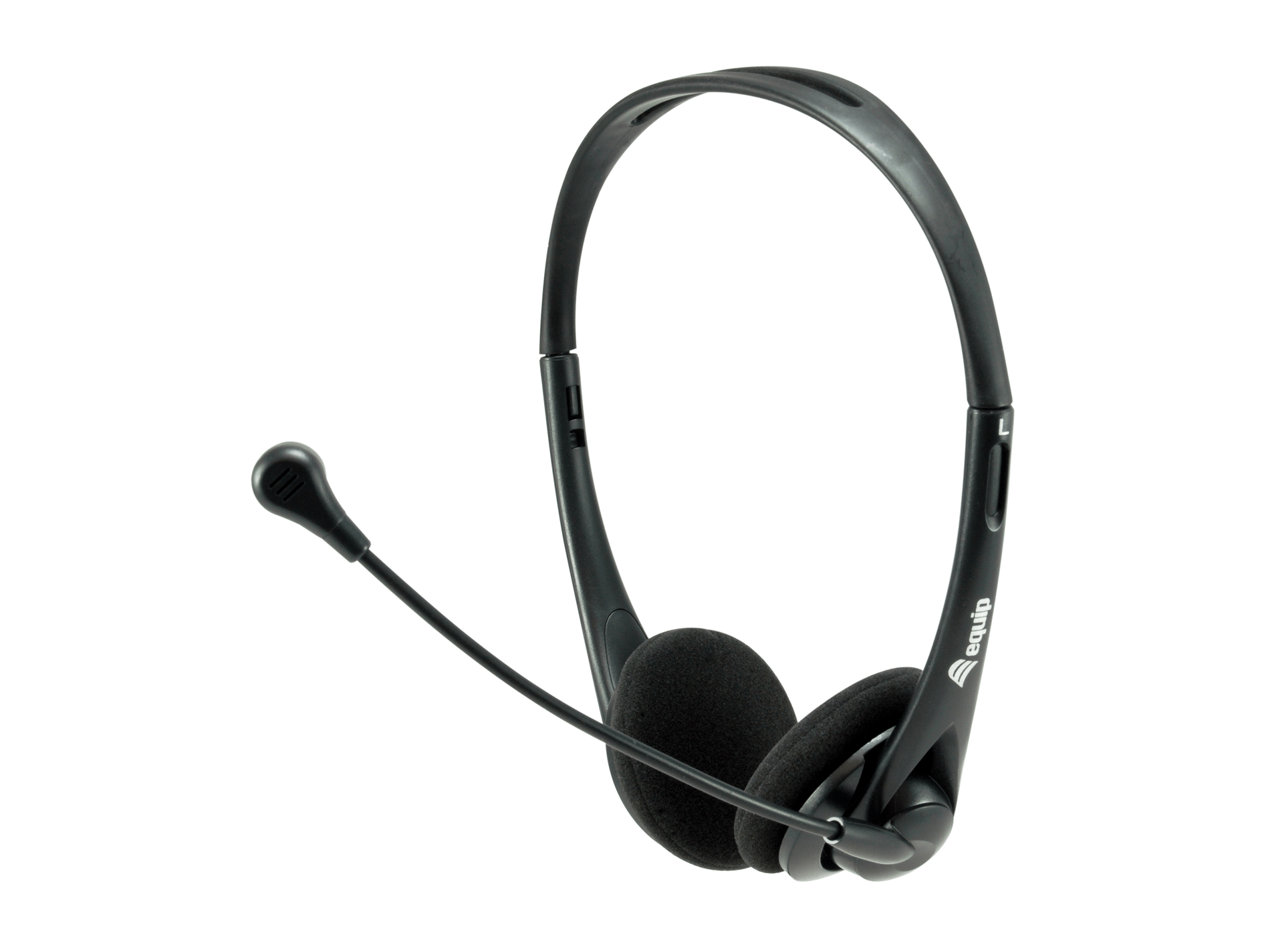 headset equip life conexion  jack 3.5mm  microfono flexible control de volumen y mute color negro