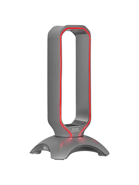 soporte de auriculares con hub usb 2x2.0 mars gaming  con iluminacion rgb flow color negro