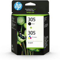 PAQUETE DE 2 CARTUCHOS DE TINTA ORIGINAL HP 305 TRICOLOR / NEGRO BLISTER