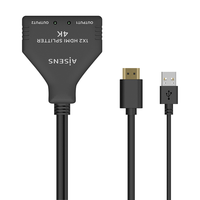 Miniatura 1 de AISENS HDMI Duplicador 4K@30HZ 1×2 con Alimentación USB y Cable, Negro, 30 cm