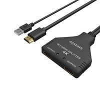 Miniatura 3 de AISENS HDMI Duplicador 4K@30HZ 1×2 con Alimentación USB y Cable, Negro, 30 cm