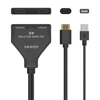 Miniatura 6 de AISENS HDMI Duplicador 4K@30HZ 1×2 con Alimentación USB y Cable, Negro, 30 cm