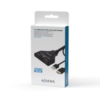 Miniatura 7 de AISENS HDMI Duplicador 4K@30HZ 1×2 con Alimentación USB y Cable, Negro, 30 cm