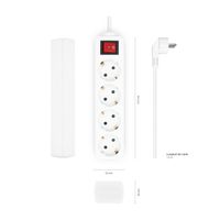 Miniatura 4 de AISENS Base Multiple 4 Tomas con Interruptor con Cable 3×1.5mm2, Blanco, 1.4 m