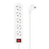 Miniatura 2 de AISENS Base Multiple 5 Tomas con Interruptor con Cable 3×1.5mm2, Blanco, 1.4 m