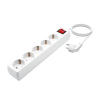 Miniatura 3 de AISENS Base Multiple 5 Tomas con Interruptor con Cable 3×1.5mm2, Blanco, 1.4 m